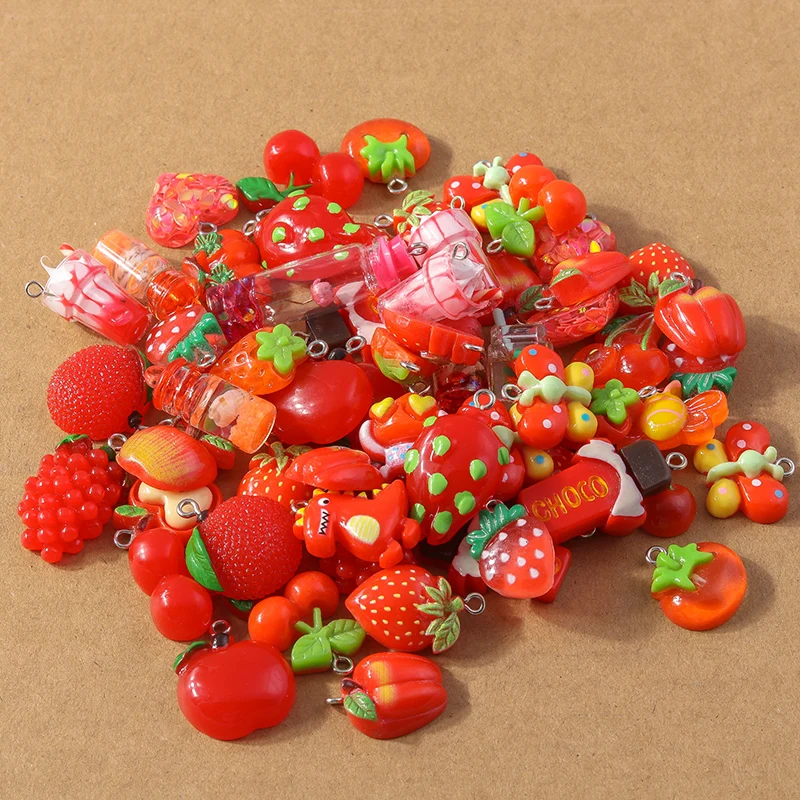 10 Stück gemischte niedliche Harz-Tier-, Lebensmittel-, Herz- und Blumen-Anhänger für die Herstellung von Ohrringen, Halsketten, Armbändern und DIY-Schmuckzubehör – Detail 13