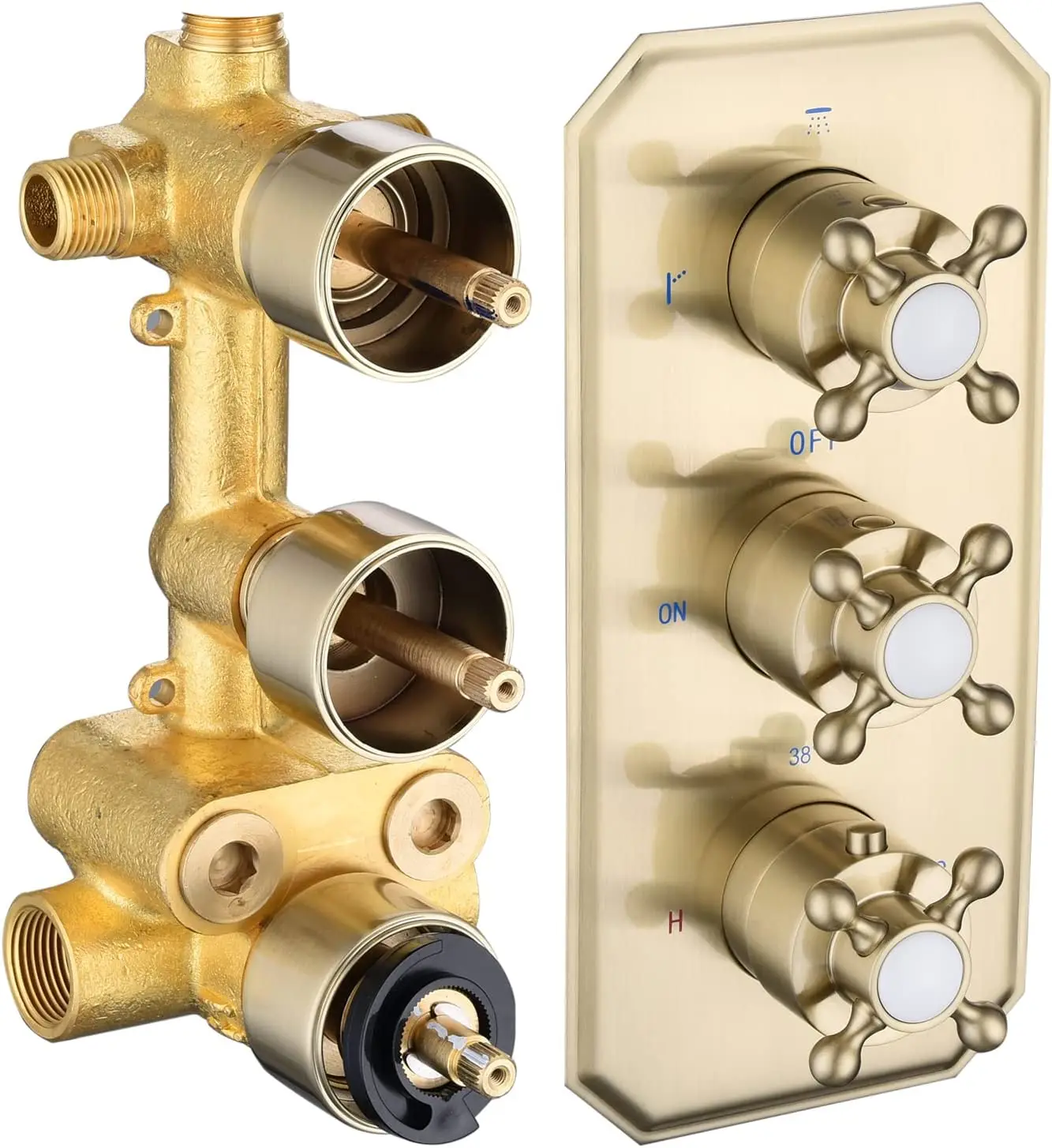 

Brushed Gold Thermostatic Shower Diverter Valve Shower Mixer Valve Bathroom Shower valve