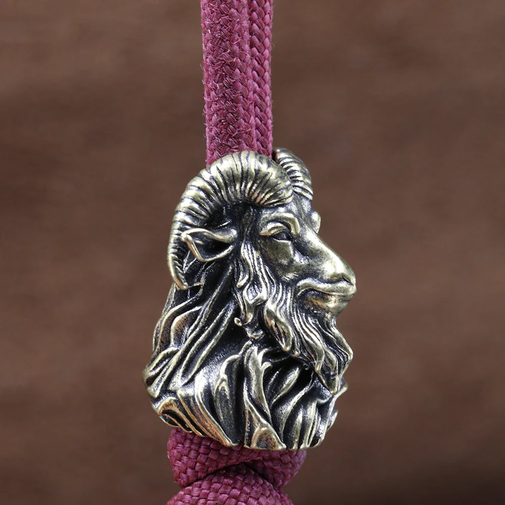 Orc Warrior Head Brass Knife Beads EDC DIY Paracord Woven Bracelet Lanyard Pendant Accessories Outdoor Tool Hanging Charms