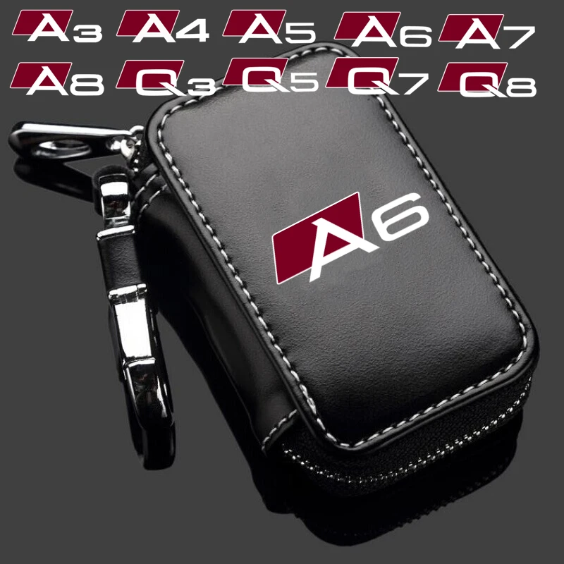 Leather Car Key Case Key Full Cover for Audi A3 8P 8V A4 B8 B6 B7 B9 B5 A6 C6 C7 C5 Q5 A5 Q7 A1 A7 A8 Q3 TT 8L Q2 Q7 Q8 S1 S3 8X