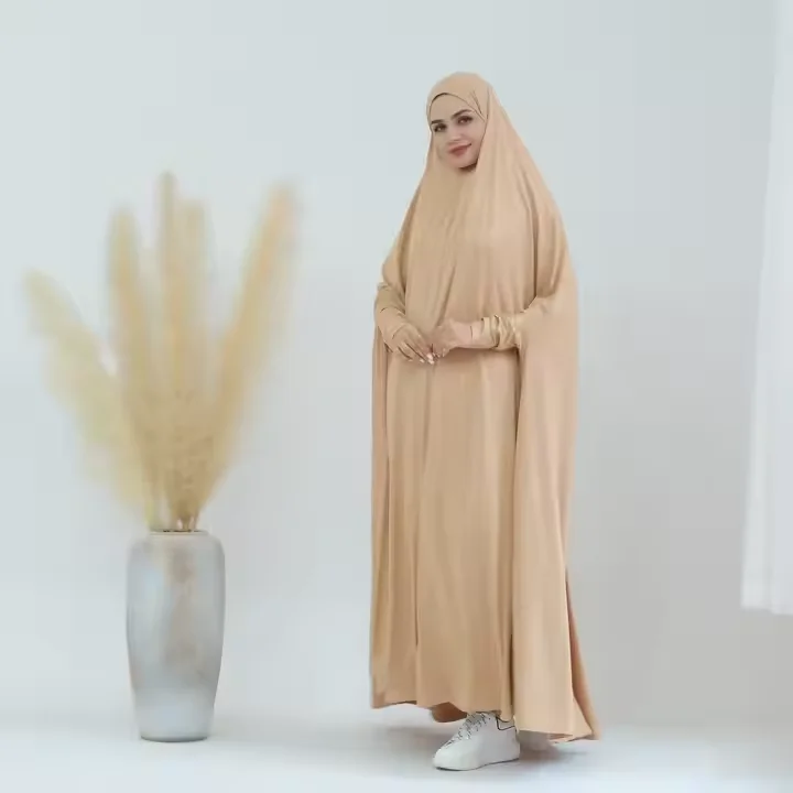 

Hooded Abaya for Women Islam Clothing Muslim One Piece Prayer Garment Dubai Turkish Modest Robe Long Dress Jalabiya Eid Djellaba