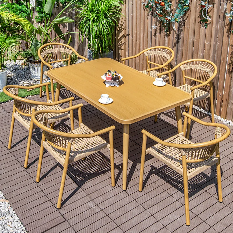 

Outdoor tables and chairs courtyard outdoor leisure rattan chair combination villa garden terrace waterproof woven rattan