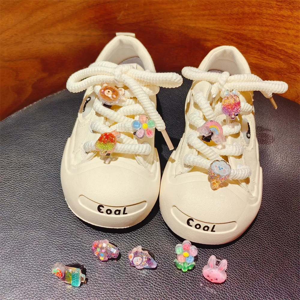 Shoelace Decorative Clip Children's Bling Glitter Princess Ice Cream Rainbow Shoe Buckle Removable Shoe Charms Decorations 1pcs