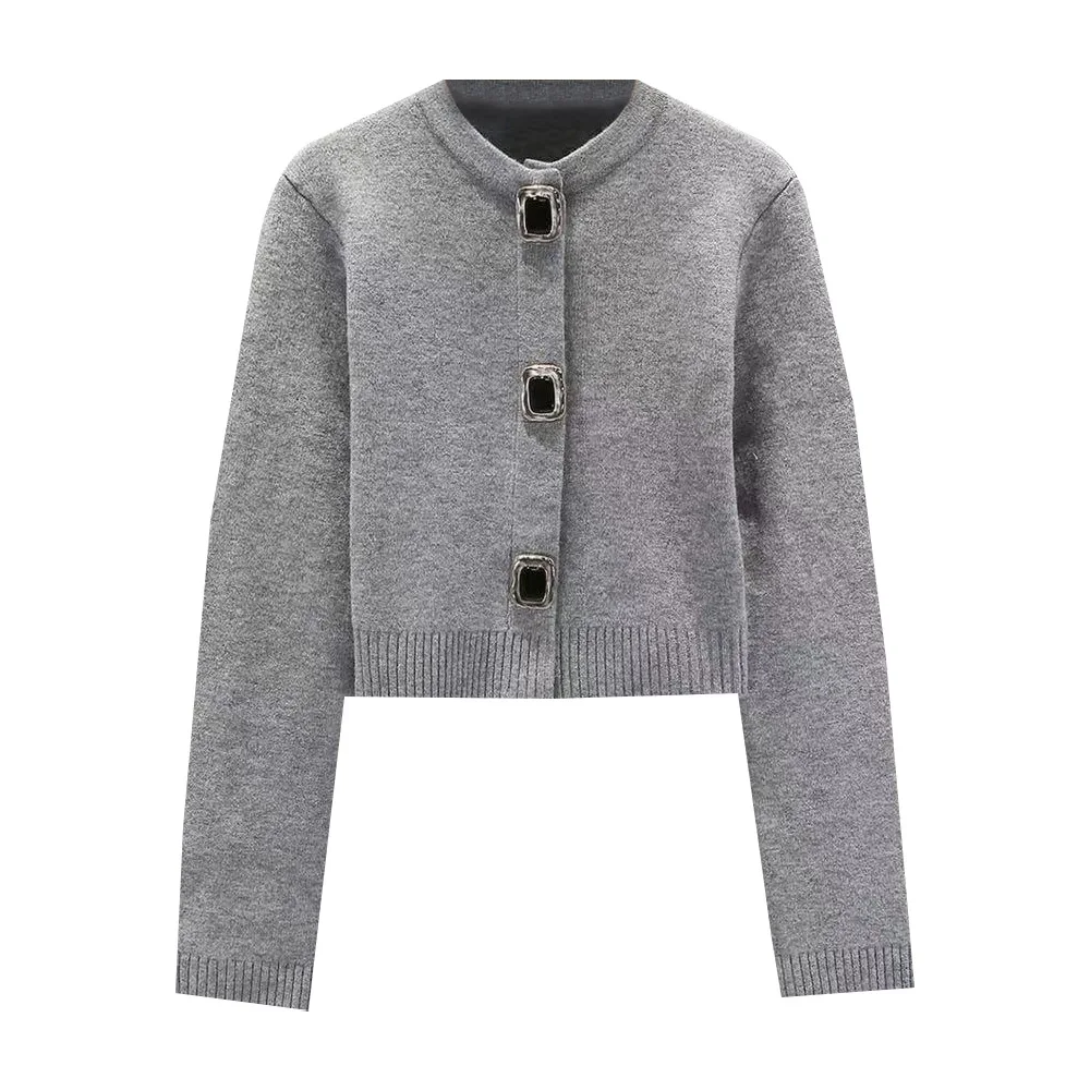 

2025 Autumn Slim Knitted Cardigan Tops Women Single Breasted O-Neck Casual Solid Color Ladies Short Knit Sweater Jackets