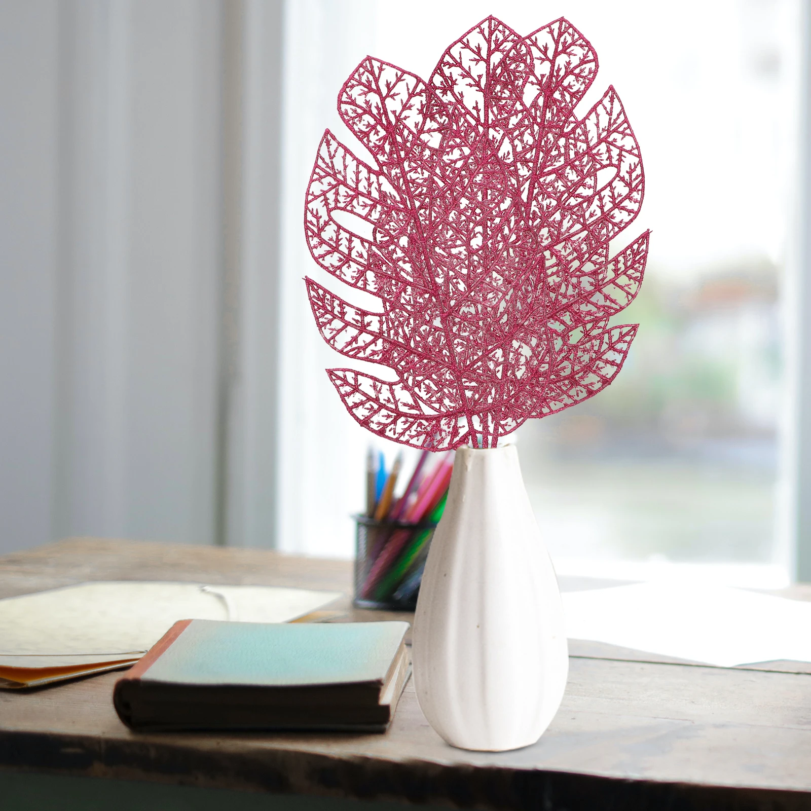 

10Pcs Simulation Leaf Decor Reusable Glitter Leaves Party Adornments Background Decoration Xmas Leave Props