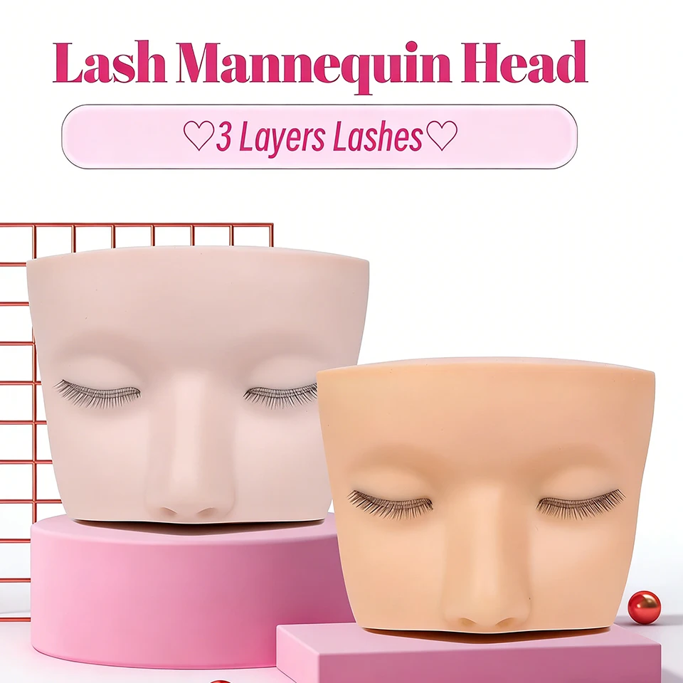 

3-слойная силиконовая тренировочная голова для ресниц, высококачественная голова манекена для ресниц, тренировочная модель для ресниц, инструменты для макияжа