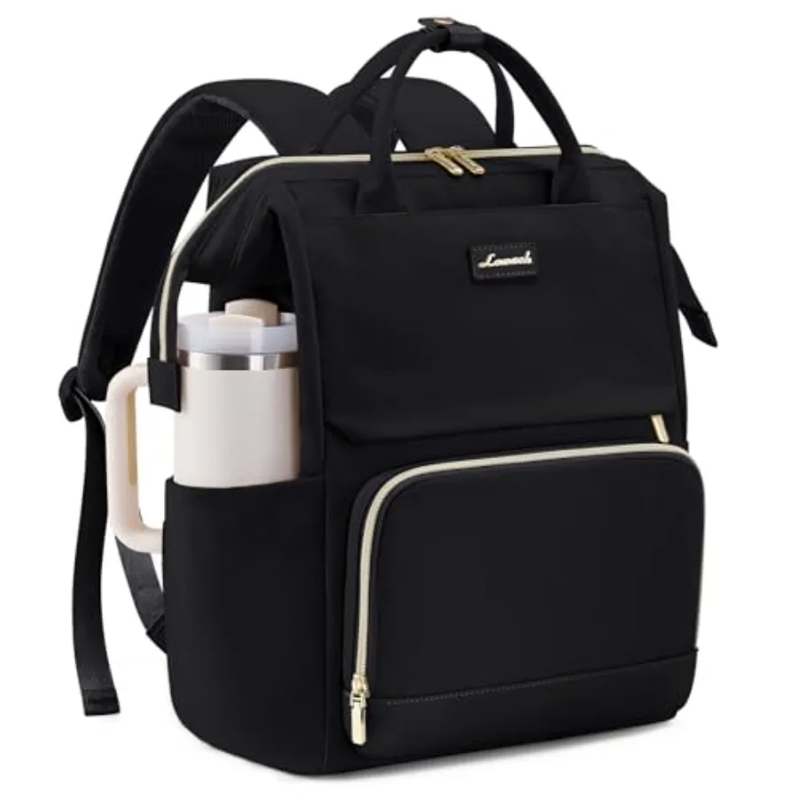 

Laptop Backpack for Women with Giant Tumbler Holder Pocket, 17 inch Travel Work Backpack Purse for Nurse Teacher, Waterproof Sc