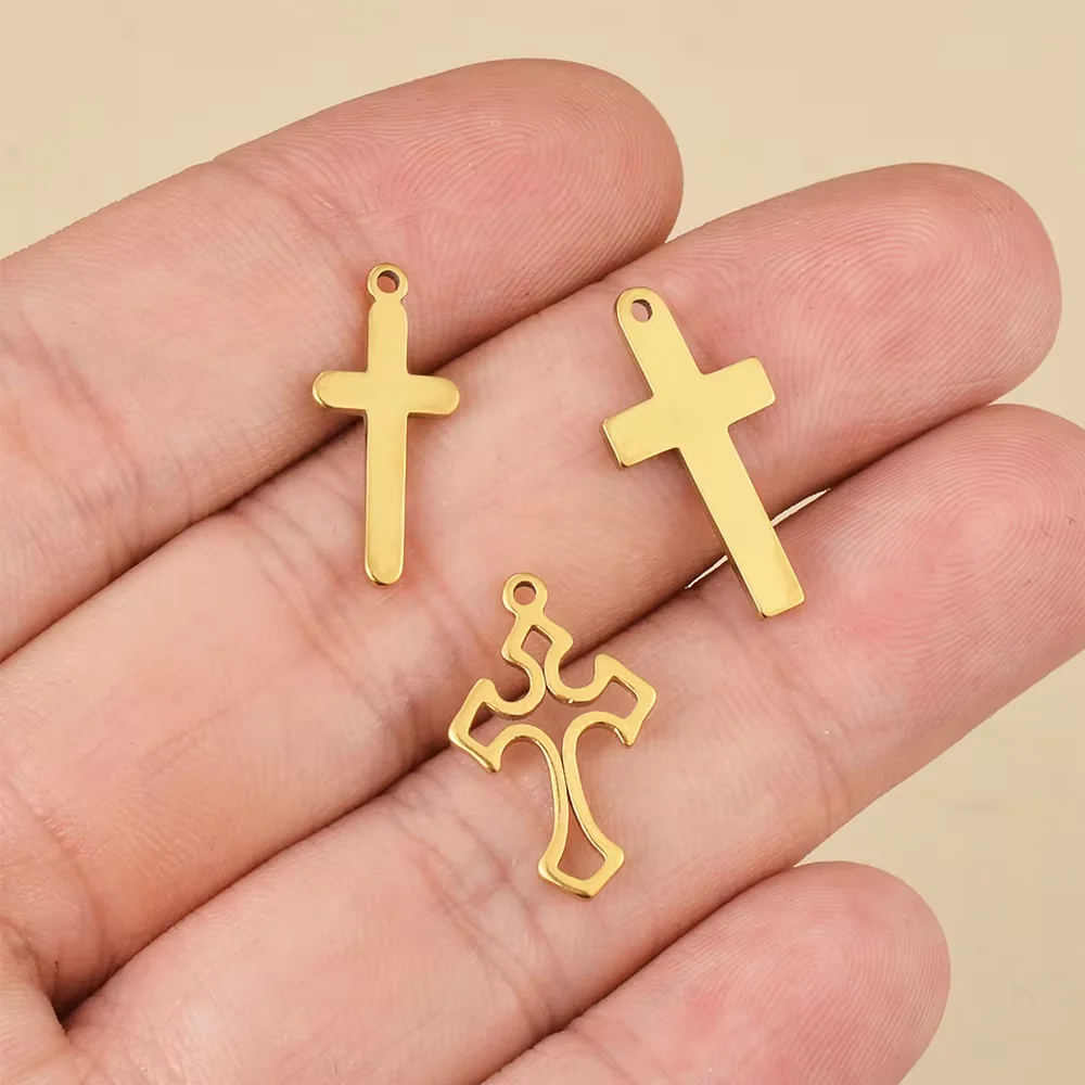 20 Stück/Set Edelstahl-Kreuzanhänger für Schmuckherstellung Christliche Kreuz-Schmuckherstellung Anhänger Verbindungselemente Zubehör – Detail 4