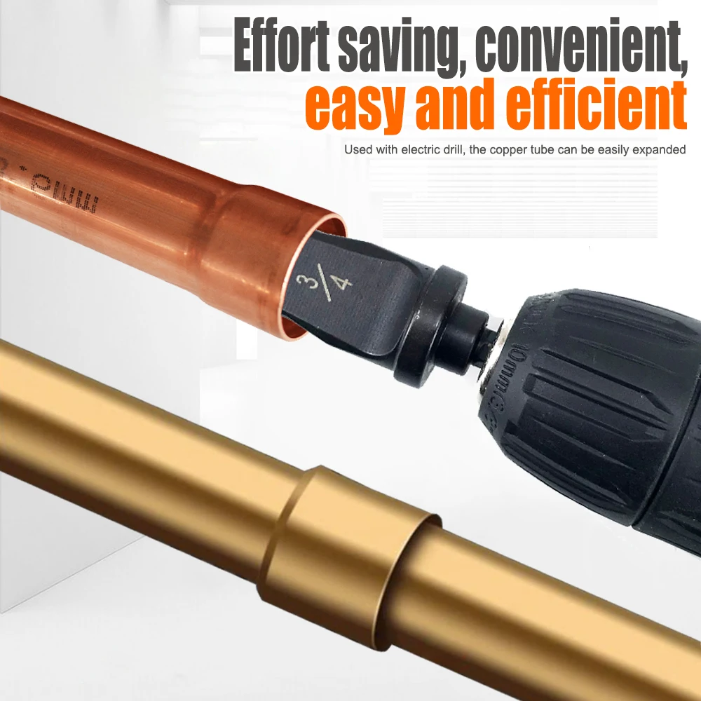 

Electric Copper Tube Expander Swaging NeedleTool Steel 1/4" 3/8" 1/2" 5/8" 3/4" Bit Swaging Tool Drill Bit for Repairing