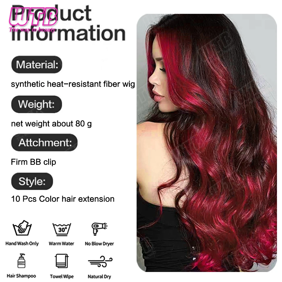 10 Piezas Extensiones Sintéticas de Color para Mujer Estilo Clip BB Lacio Adecuadas para Eventos Festivos 5