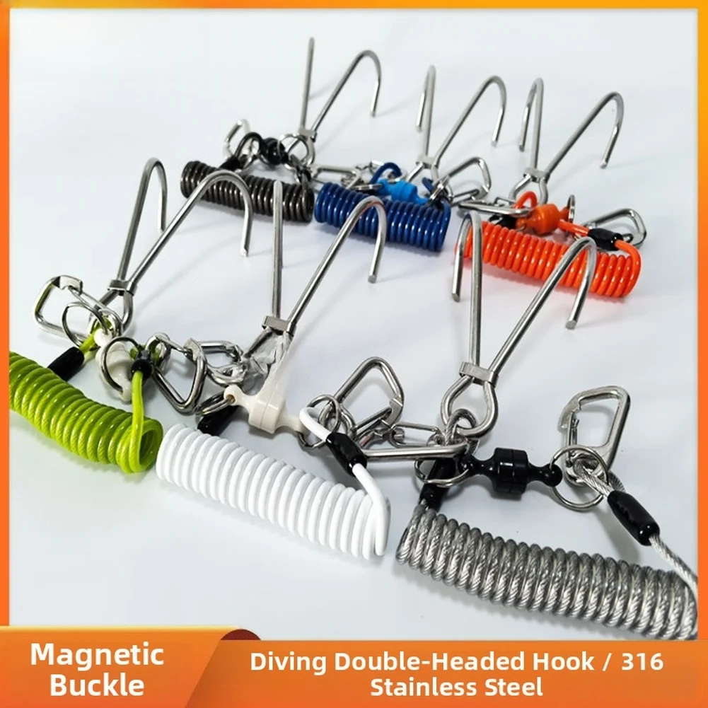 

Stainless Steel Double Head Diving Flow Hook With Magnetic Clasp For Underwater Swimming Accessories