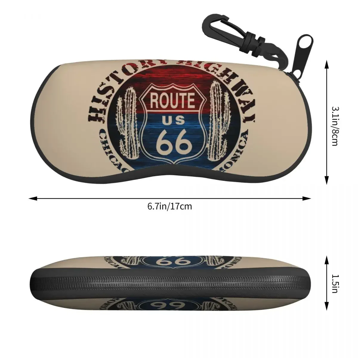 Route 66 The Great America Road Vintage Trip Perfect Gifts Eyeglass Glasses Case Men Women Soft Sunglasses Protective Pouch