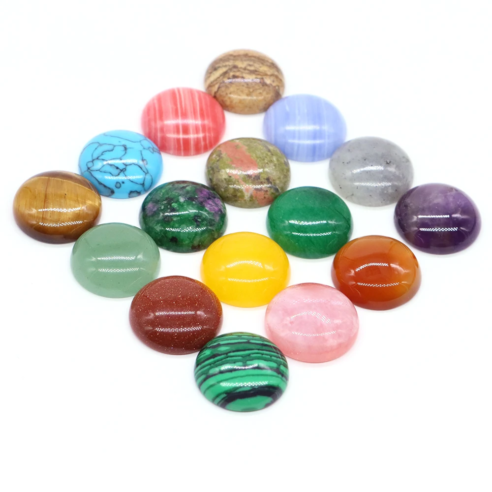 5pcs/Lot Natural Stone Cabochon Round Gemstone Beads DIY Crystal Healing Ring Necklace Jewelry Making 6 8 10 12 14 16 18 20 25mm view 3