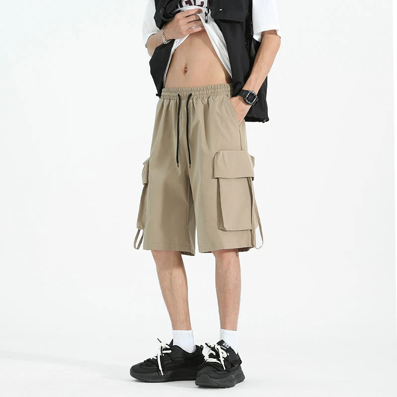 Hip Hop Fashion Joggers Techwear Men Cargo Shorts Multi-Pockets Outdoor Casual Baggy Shorts Drawstring Summer Beach Stretch