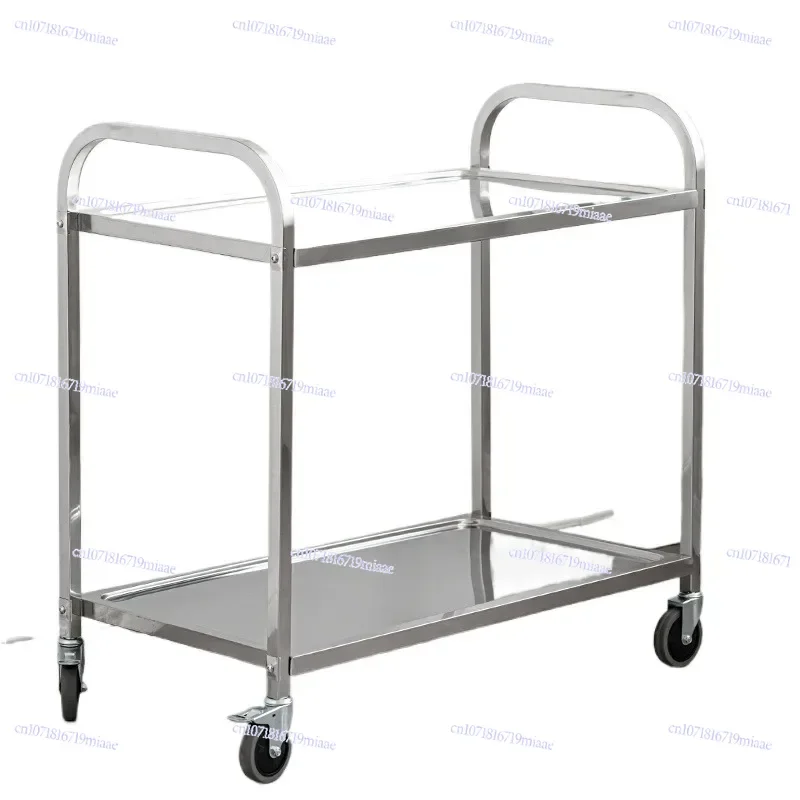 

304 thickened stainless steel dining car stall trolley food delivery cart folding hotel