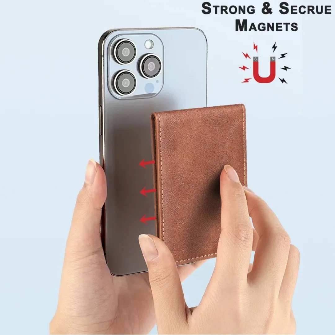 Business Sle Magnetic Kickstand Leather Card Holder for IPhone 18 Pro Max for Magsafe Credit ID Money 4 card Slot Wallet