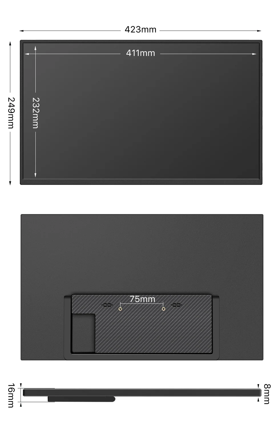 HGFRTEE 18,5 Zoll tragbarer Monitor, 100 Hz, FHD, IPS, PC-Gaming, erweitertes Display, Laptop, erweiterter Bildschirm für MAC, Laptop, PC, Xbox – Detail 15