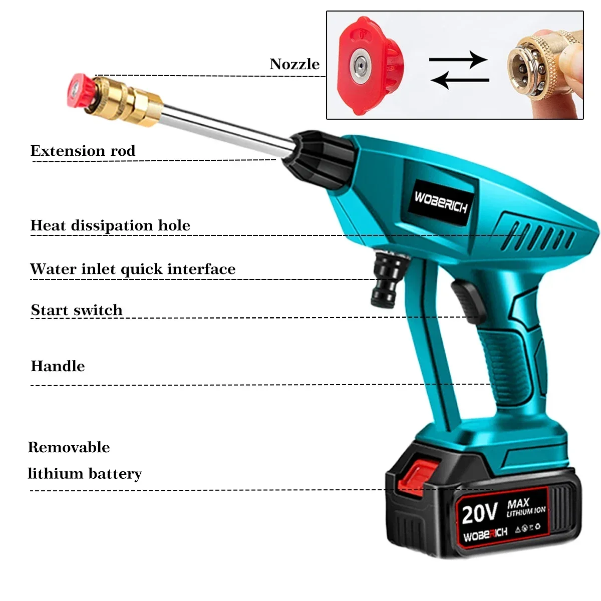 Cordless High Pressure Car Wash Water Spay Gun Portable Washer Rechargeable Mini Washing With Toolbag for Makita 18V Battery