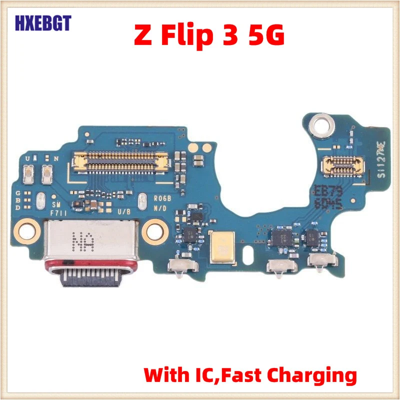 With IC For Samsung Galaxy Z Flip3  USB Charging Port Board Z Flip 3 5G Charger Dock Connector Flex Cable Repair Parts