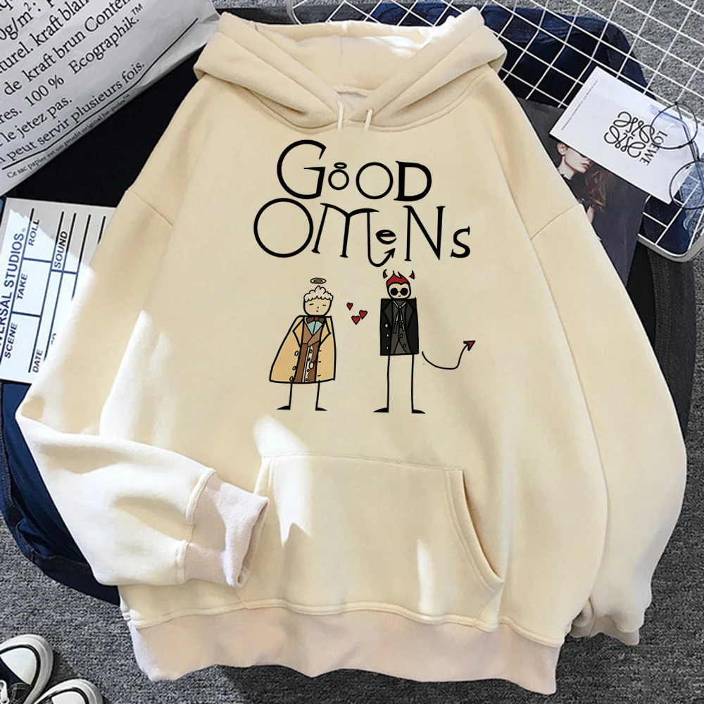 Good Omens-Camisolas gráficas para mulheres, velo puxa, Hoodies gráficos estéticos, roupas Y2K, Harajuku