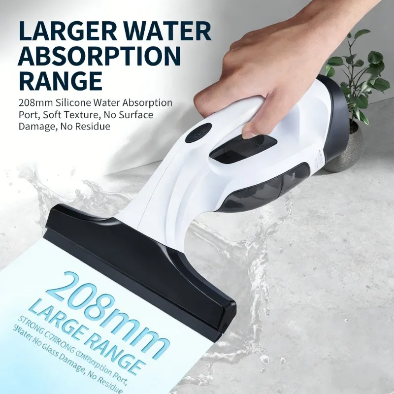 Cordless Electric Window Vacuum Cleaner/Window Vac/Spotless Cleaning Tool for Streak-Free Glass,Mirrors,Shower Screens and Tiles