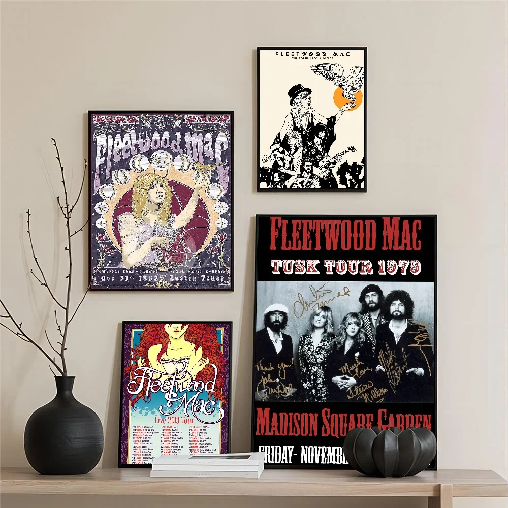 1PC Fleetwood-Mac Band Psychedelic Rock Concert Movie Sticky Posters Retro Kraft Paper Room Bar Cafe Aesthetic Art Wall Painting