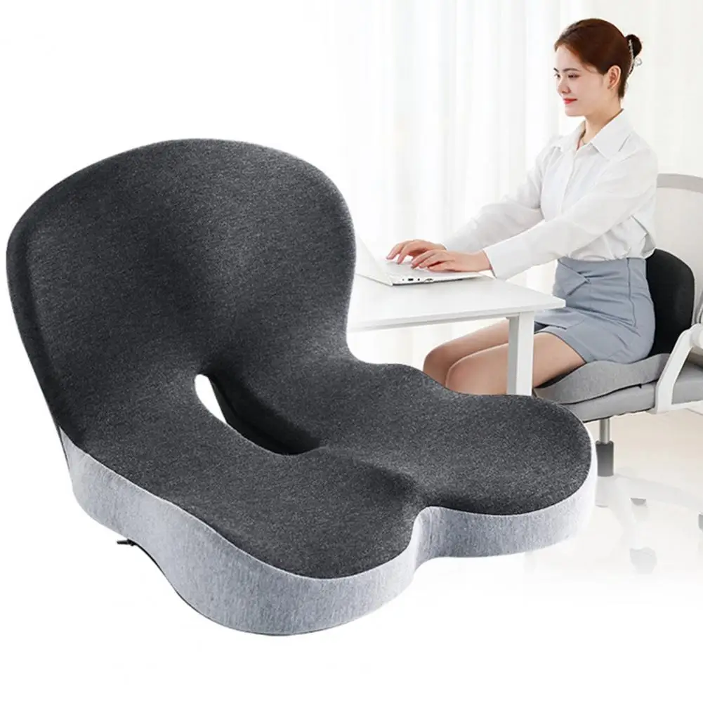 Seat Cushion Anti-Slip Bottom Design Pressure-Reducing Hip Waist Support Memory Foam L-Shaped Integrated Office Chair Seat Cushi