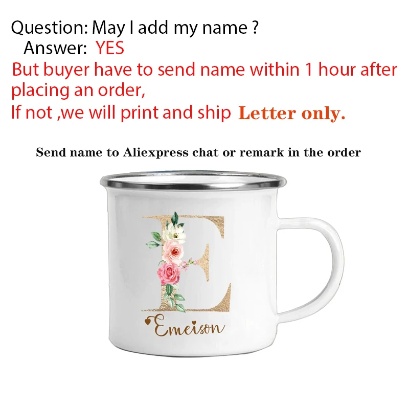 Personalized Mug Floral Initial Name Cup Custom Name Tea Coffee Hot Chocolate Mugs Bride Bridesmaid Mothers Day Gifts