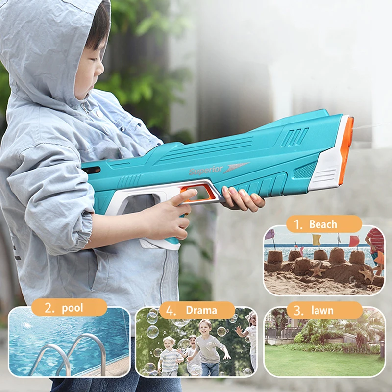 Water Absorbing Automatic High Pressure Electric Water Gun Made in Summer Outdoor Water Battle Interactive Beach Water Gun
