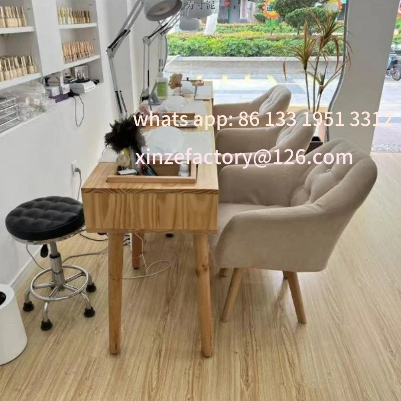 

Customizable wood manicure table Vacuum cleaner Inlaid single manicure table