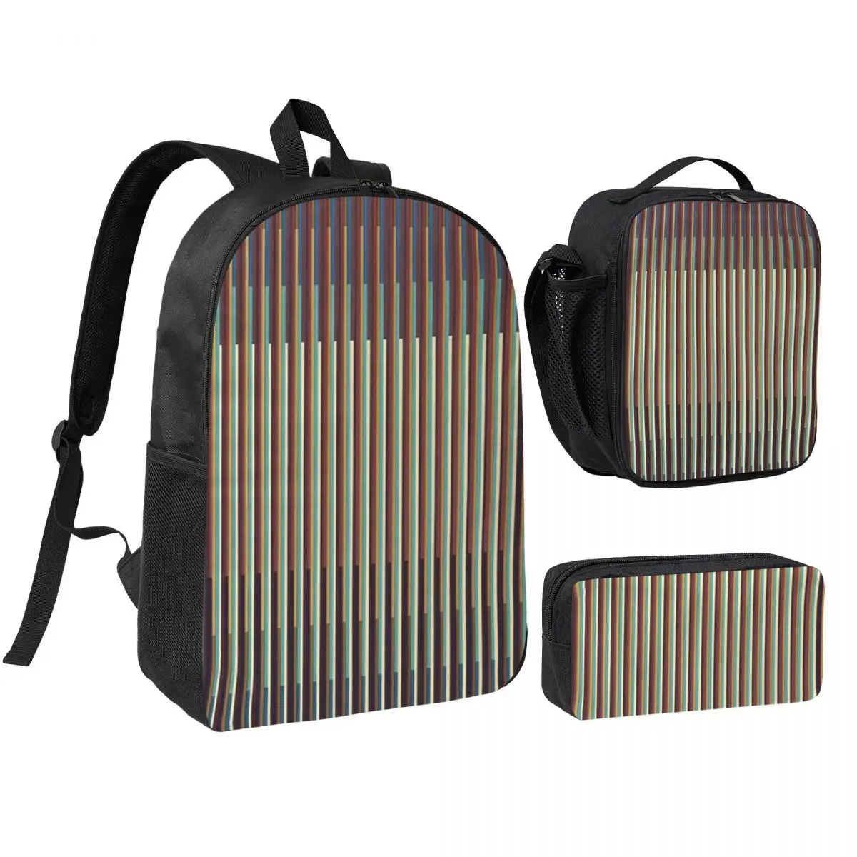 

Carlos Cruz-Diez Backpack Boys Girls BookBag School Bag Shoulder Bags 3ps Insulated Lunch Bag Pencil Case