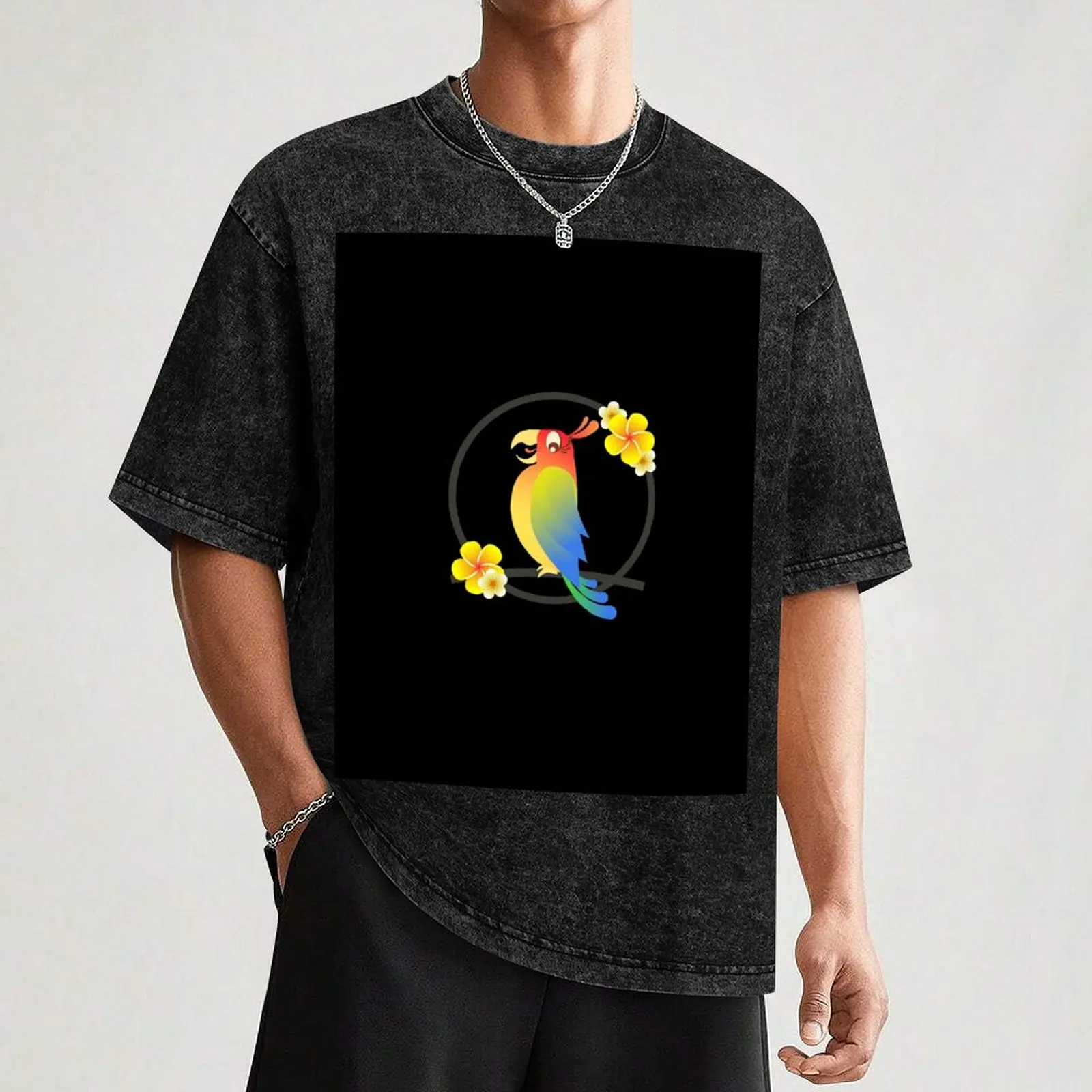 تيكي بيردز - قوس قزح على تان تي شيرت قمصان جرافيك تي شيرت مقاس كبير ملابس مضحكة تي شيرت أسود تي شيرت للرجال