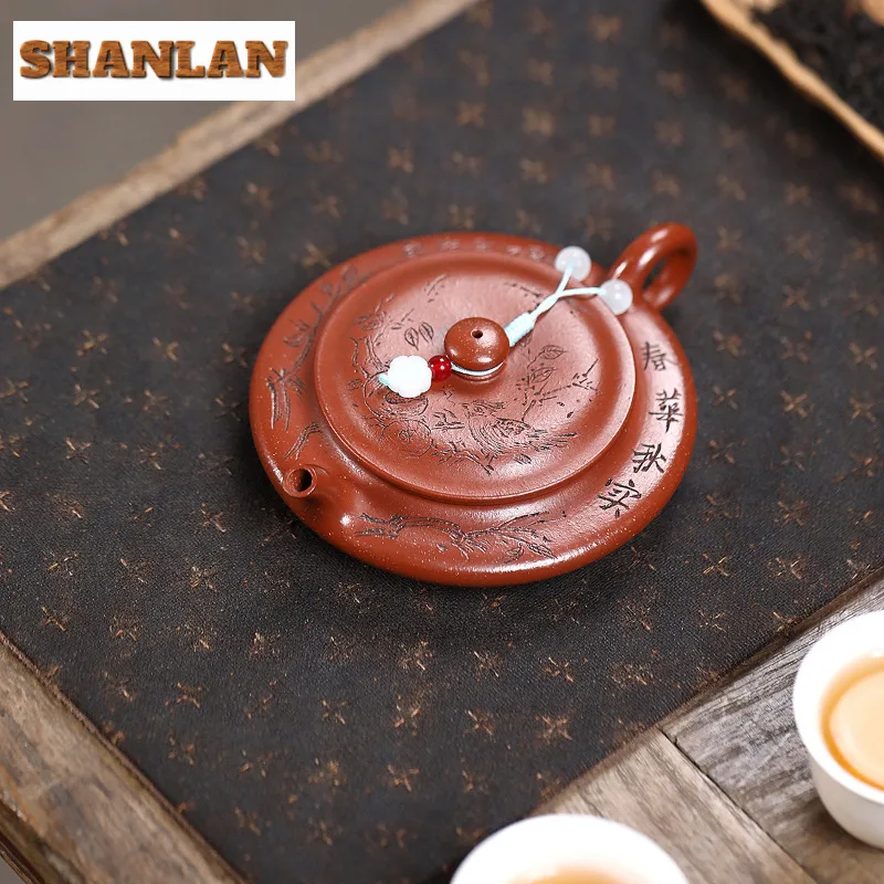 110ml Retro Yixing Purple Clay Teapots Handmade Very Flat Pot Raw Ore Downhill Mud Kettle With Filter Chinese Zisha Tea Set Gift