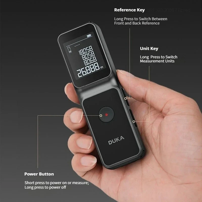 DUKA Laser Rangefinder Distance Meter MultiFunction Laser Tape Range Finder Electronic Ruler Handheld Distance Measuring Tool