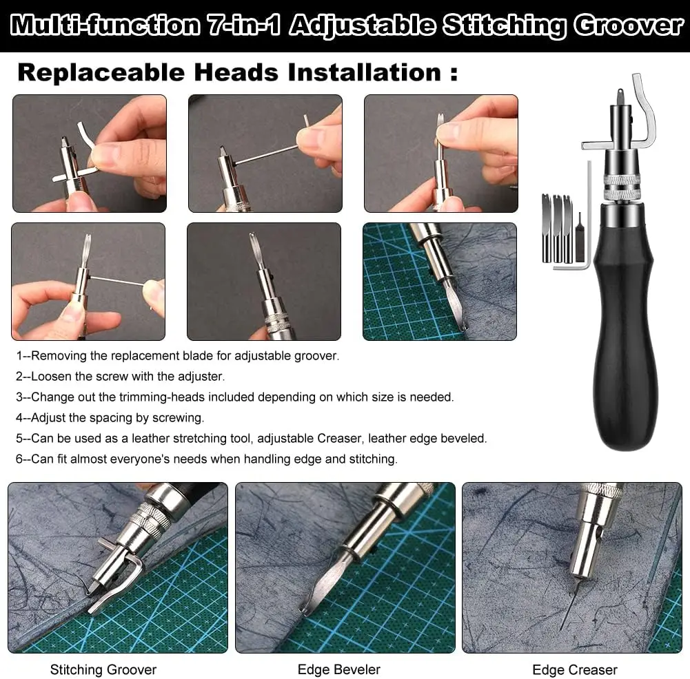 Professional Leather Craft Tool Kit with 72PCS Tools for Carving, Stamping, Sewing & DIY Projects