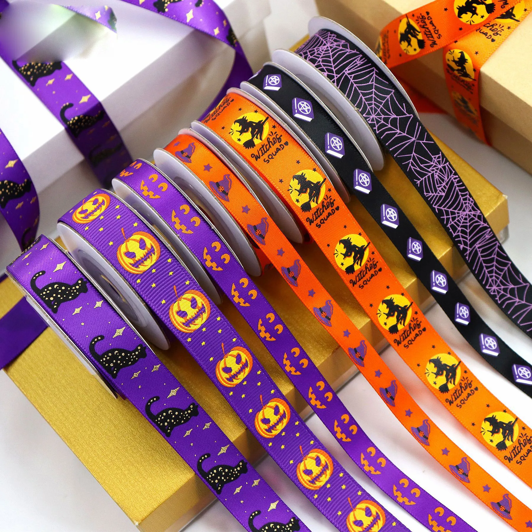 Halloween Ribbon Halloween Party Scene Decoration Bow Headpiece DIY Flower Gift Box Packaging Ribbon