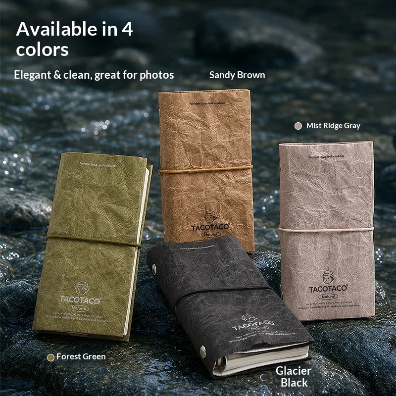 TACOTACO A7 Pocket Notebook Mini Slim Travel Journal 6 Ring Loose Leaf Blank Thick Paper Refillable Washable Cover EDC Handbook