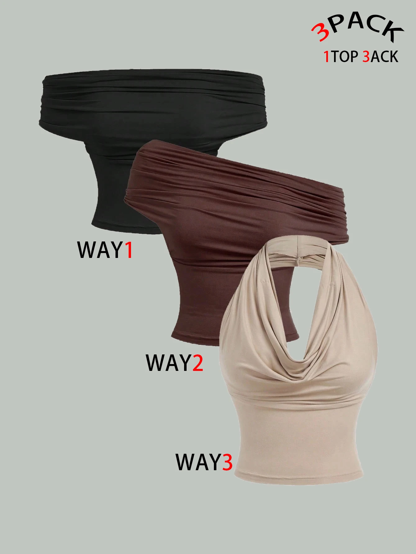 Women's 3 Piece Cami Tank Top Set 3 Ways Wear Solid Color Minimalist Multi Neckline Elegant Sexy Spring Summer New