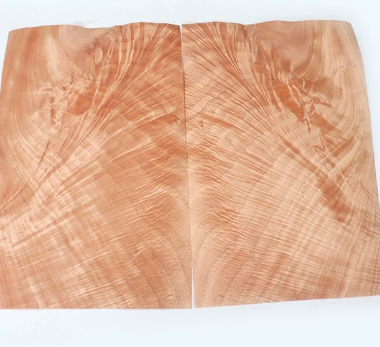 L:480mm lebar: 180mm T:0.5mm Natural Peach Blossom pohon cabang kulit buatan tangan kayu Veneer dengan kain Non-woven