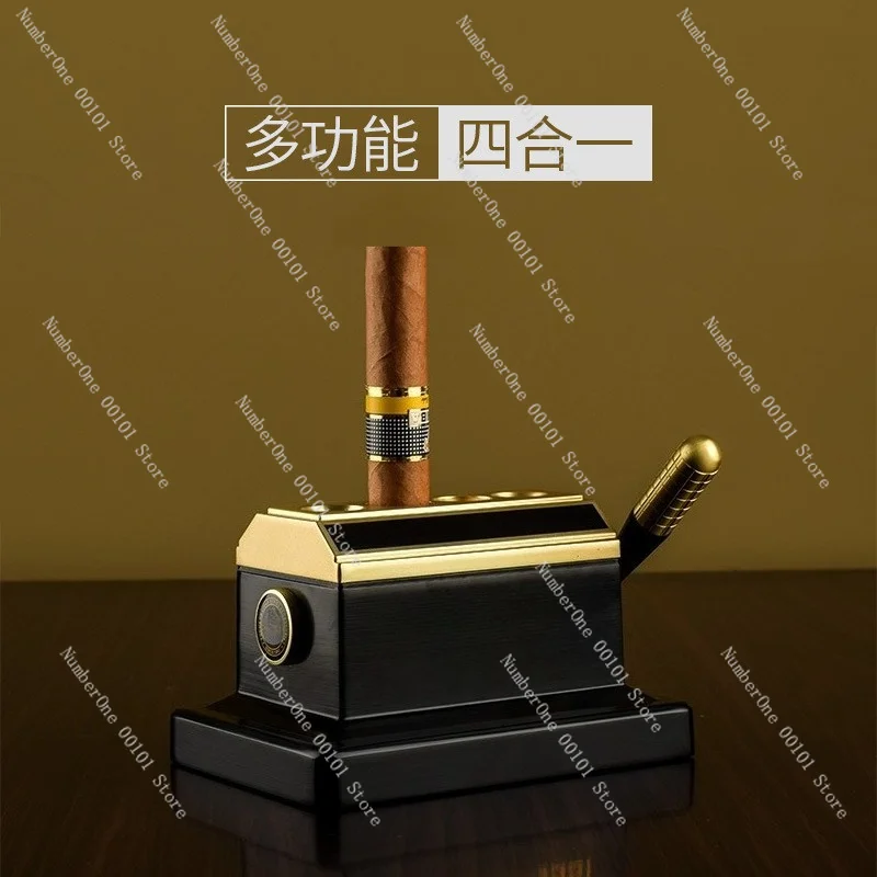 Desktop Cigar Guillotine Cutter Stainless Steel V-Cut Straight 4-Hole Engraved Catcher Sharp Blade Heavy Duty Accessory For Men