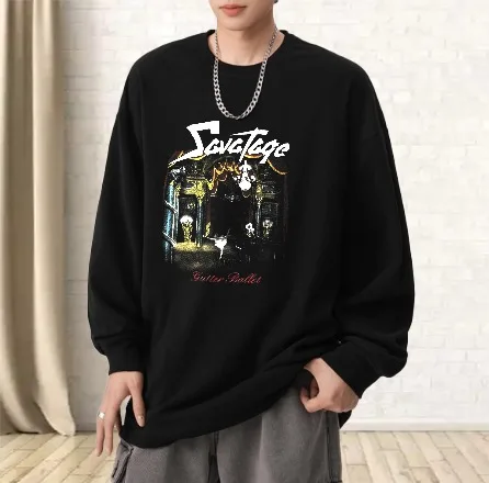 

Футболка мужская осенняя спортивная одежда мужская футбольная беговая футболка с длинными рукавами и графическим принтом Savatage готическая металлическая повседневная футболка в стиле хип-хоп с принтом