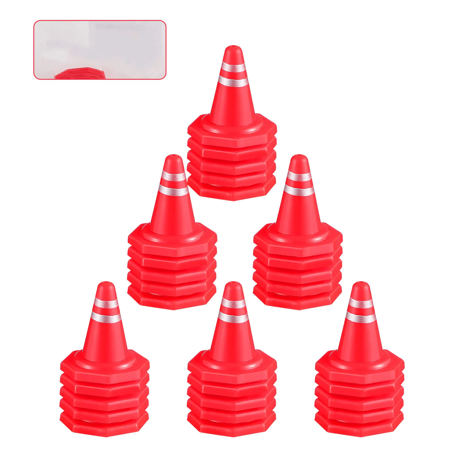 30pcs Mini Plastic Traffic Cones for Kids – Parking Scene Roadblock Toys, Educational Interactive Learning Simulation