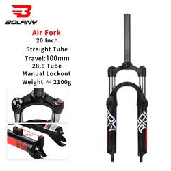 BOLANY Bicycle Mechanical Front Fork 20 Inch Straight Tube Folding Bike Suspension Fork 100mm Travel BMX Kids' Bikes Disc Brake