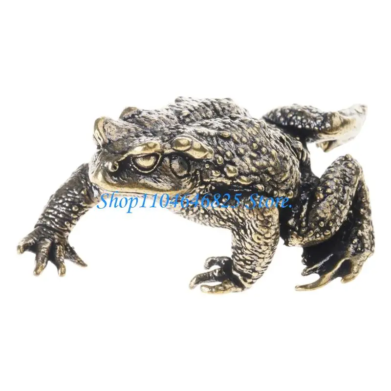 Metal Toads Sculpture Miniature Frogs Animal Figurine Antique Metal Ornament Lucky Fengshui Statue Desktop Decors Gift