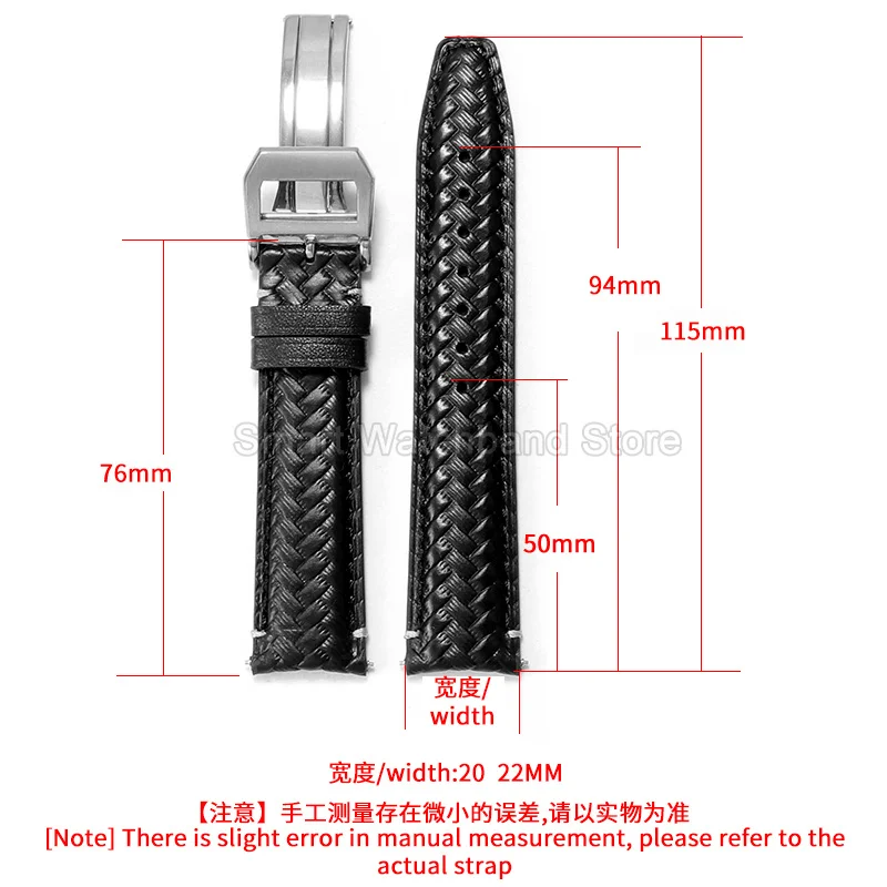 Fade‑proof Breathable Porous Watchband Curved End 20 22mm for IWC Portugieser Portofino Chronograph Mark XVIII Watch Bracelet