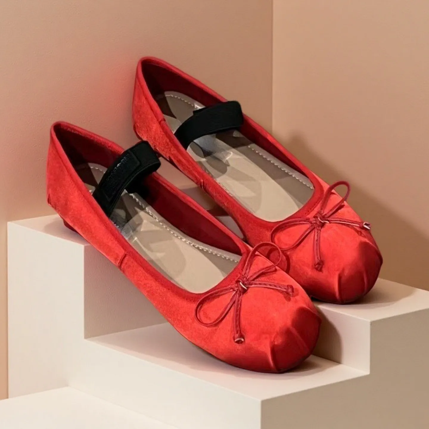 

New Spring/Autumn Ballet Flats for Women Bow-Knot Ballet Shoes French Slip-On Flats for Brides Ballet Shoes for Public Occasions