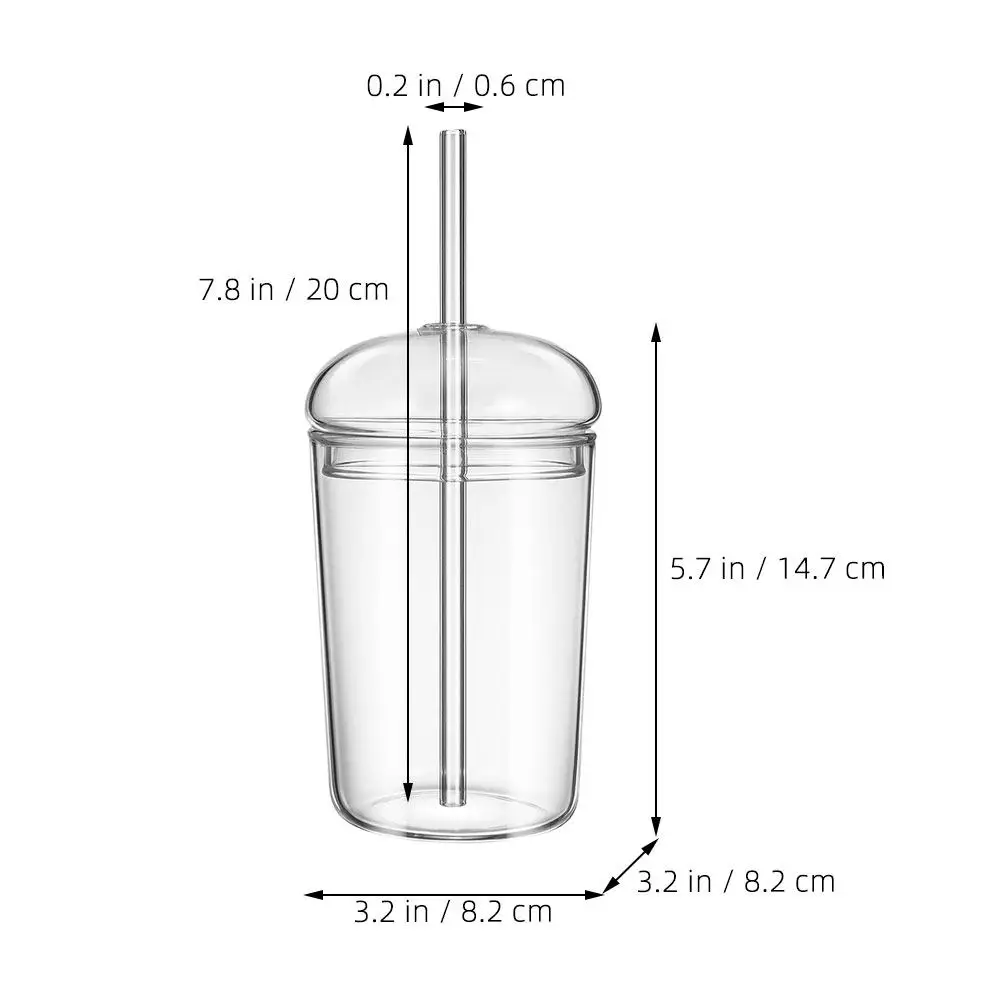 2Pcs Elegant Glass Drinking Cup with Straw and Secure Lid Transparent Tumbler for Water Coffee Juice Home Office Use view 5