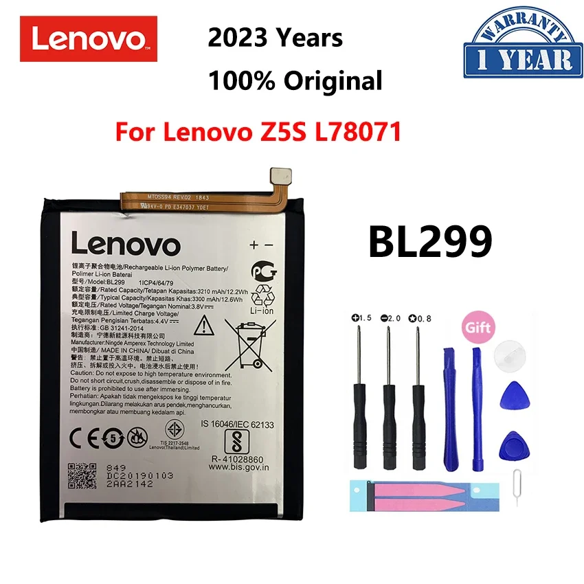 Batería 100% Original BL299 para Lenovo Z5S, Z5 S, L78071, BL 3300, 299 mAh