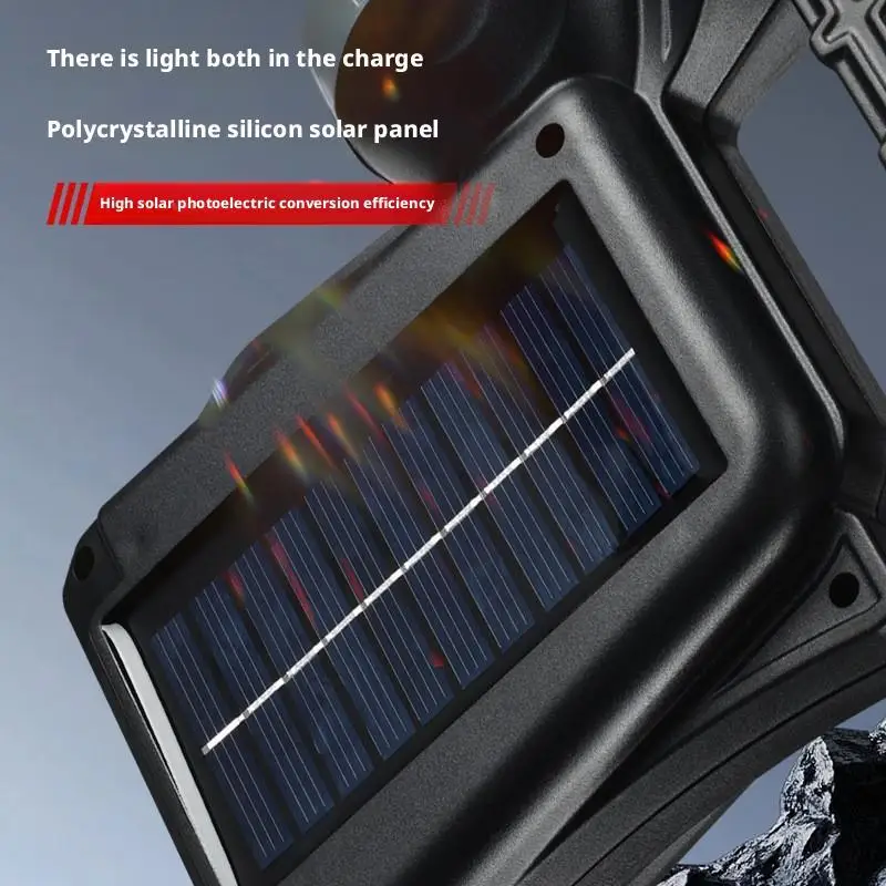 Solar-Powered Super Bright Long-Range Rechargeable Outdoor High-Capacity Strong Light Handheld Searchlight
