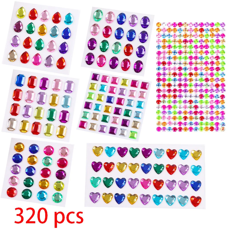 Gems Stickers Self Adhesive Bling Rhinestones for Crafts Assorted Shapes Jewels Muticolor Acrylic Decorative Diamond Stickers